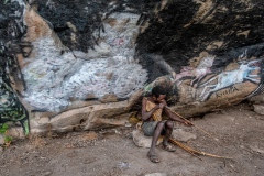 Hadzabe man prepares his arrow