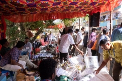 The area with prizes for those who resist the bull