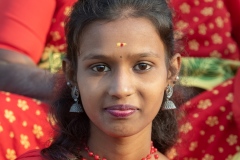 Girl in front of the great temple,  Tanjore,  Tamil Nadu